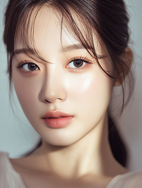 나나성형외과 이마축소술 결과 이미지, 넓고 긴 이마와 M자 헤어라인을 한 번에 교정한 여성 얼굴 모습