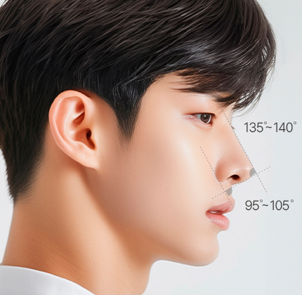 자연스럽고 곧은 남성의 코라인